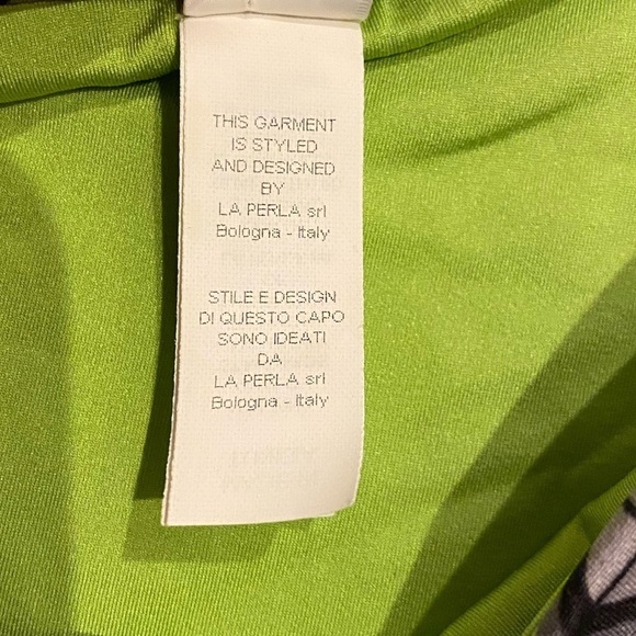 La Perla Bikini Bottom NWT Gray Geo Print Lime Green Size 8 - Picture 4 of 9